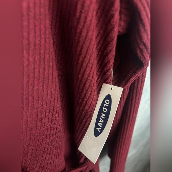 Old Navy Burgundy Wrap Dress Rib-Knit V-Neck Plus-Size Midi Wrap Dress Size 3X - Picture 8 of 13